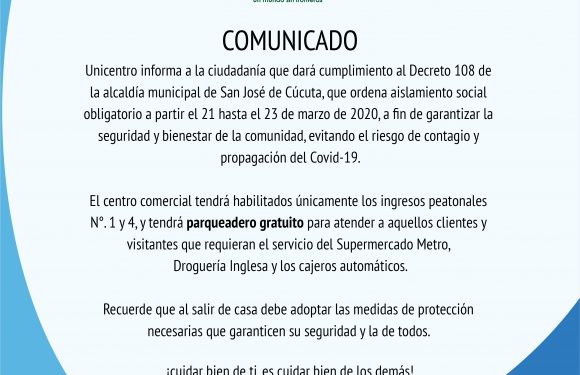 COMUNICADO UNICENTRO CÚCUTA