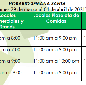 HORARIOS SEMANA SANTA