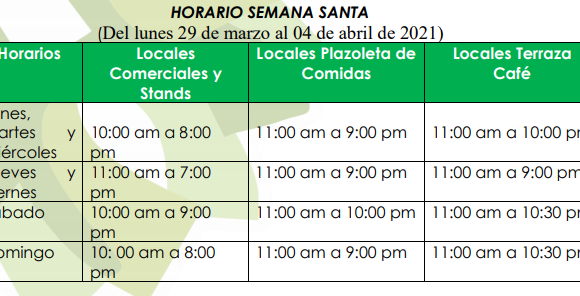 HORARIOS SEMANA SANTA